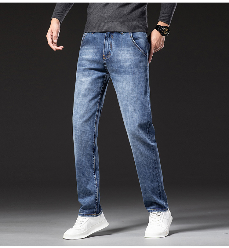牛仔裤男秋冬商务直筒宽松弹力中青年长裤子男春秋款详情16
