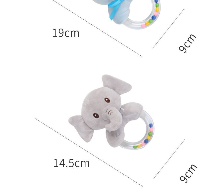 BBSKY baby cartoon animal plush doll, colorful beads, hand-held bed, bell ring, rubber particles, bell ring, round handle pic 46
