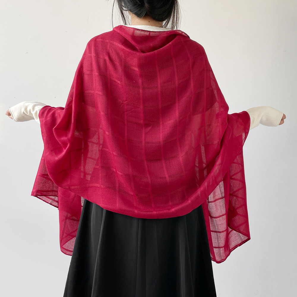 纯色丝巾长条高级感女士头巾欧美春季新款轻薄跨境围巾披肩批发详情38
