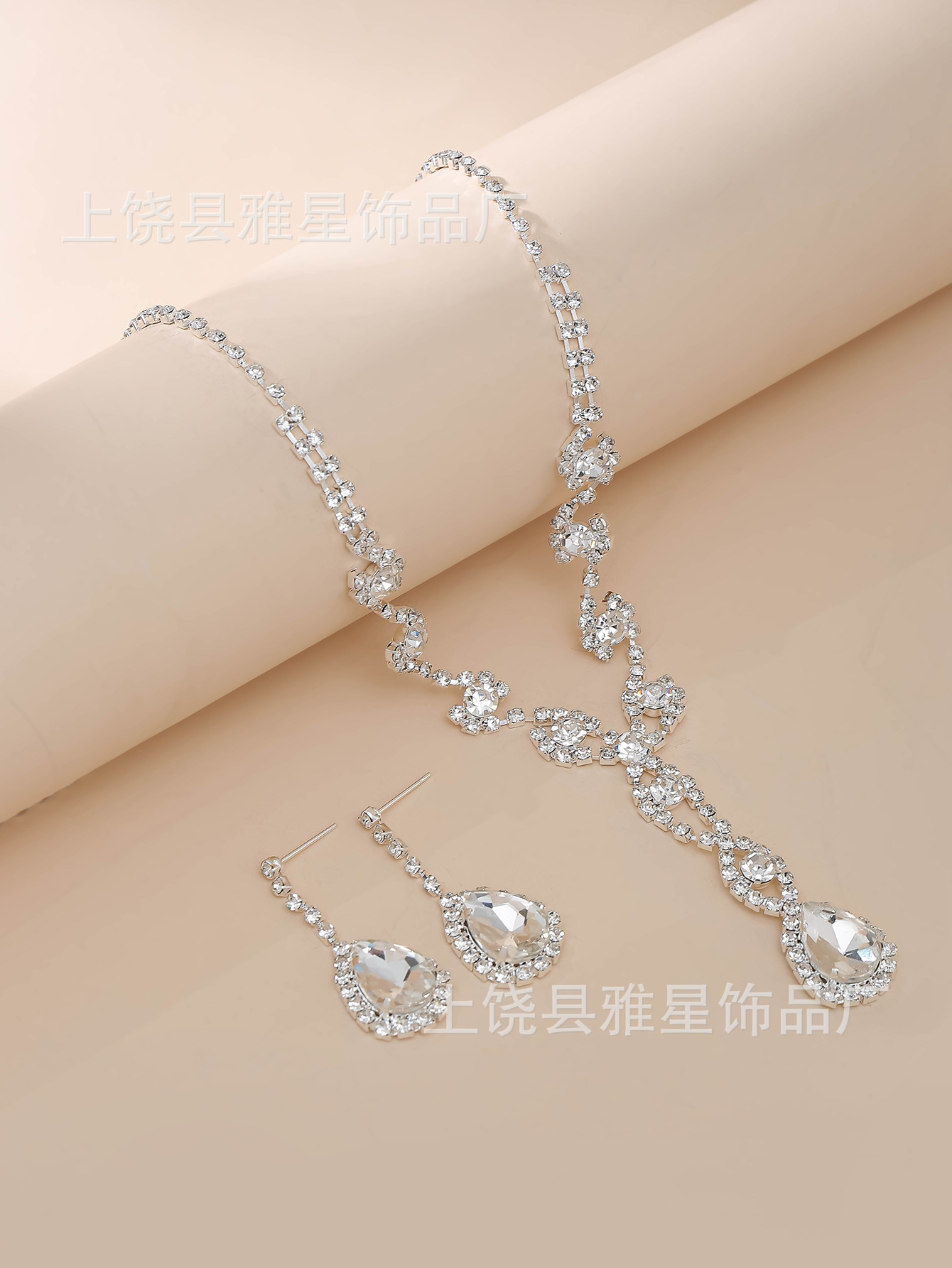 Europa y américa ins gota de agua conjunto de joyería personalidad moda color strass collar pendientes conjunto de novia accesorios pic 18