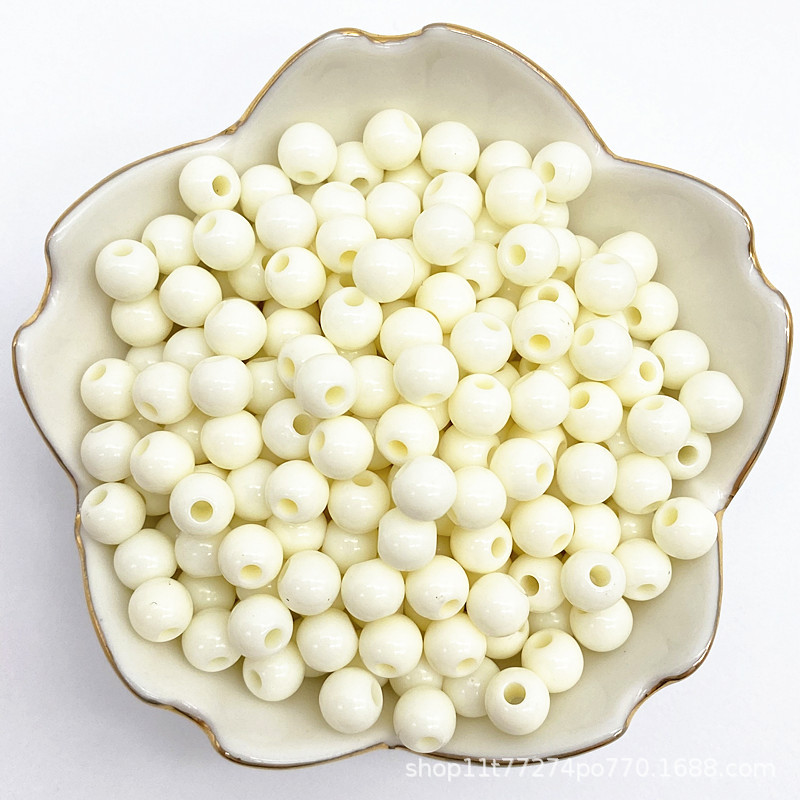 4/6/8mm亚克力直孔实色圆珠 diy手工串珠材料 光面珠子手机链散珠详情8