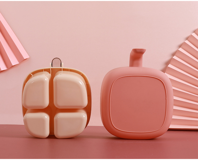 四格调料盒厨房用品撞色透明盖子带勺子按压式调味盒放盐味精佐料详情17