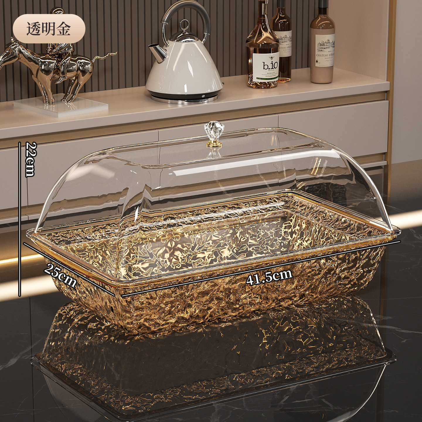 酒店刺身保鲜盒水波纹带冰块冷藏水果保鲜盒大号寿司盘带防尘盖详情13