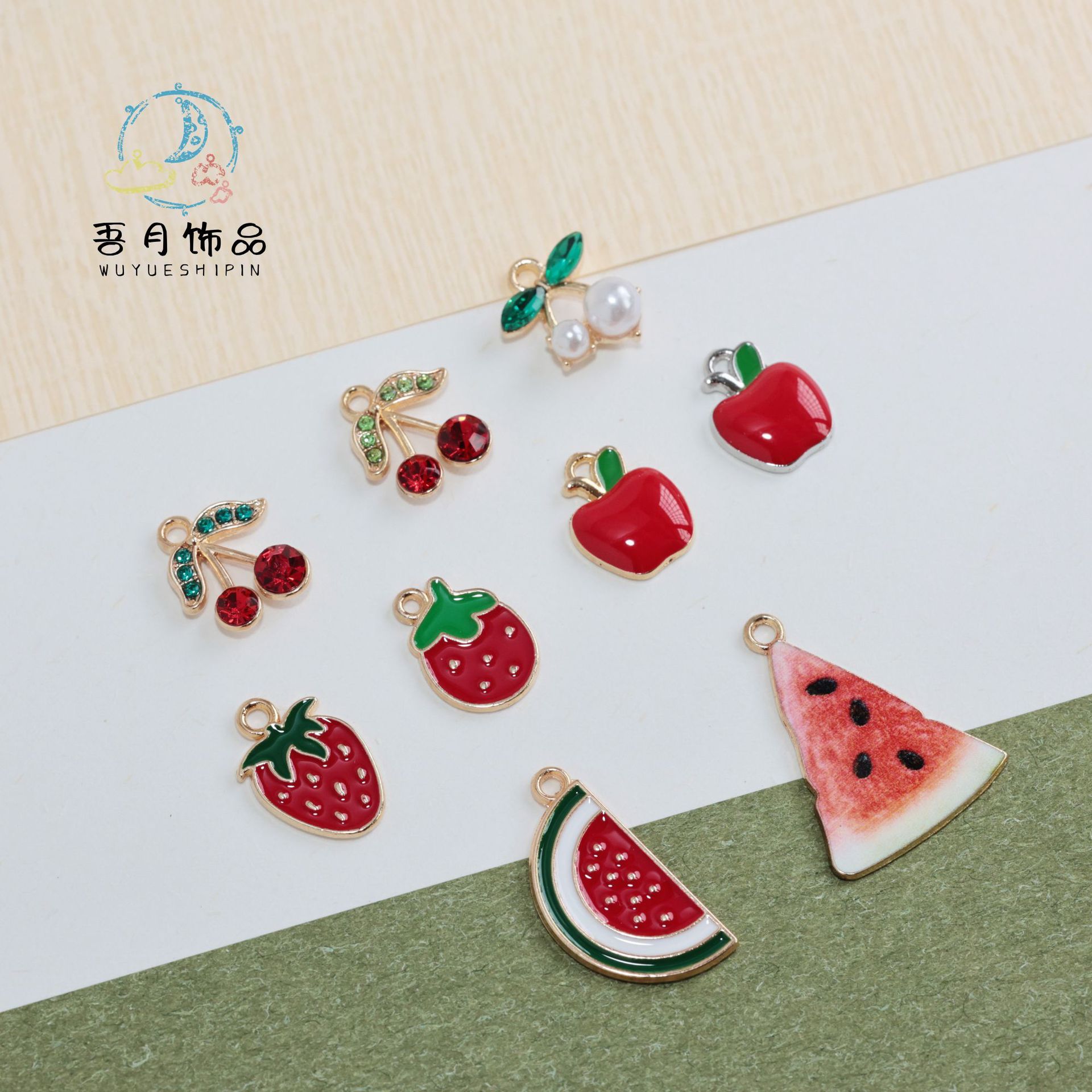 水果西瓜草莓樱桃手链项链耳环耳饰合金滴油饰品配件手工diy材料详情2