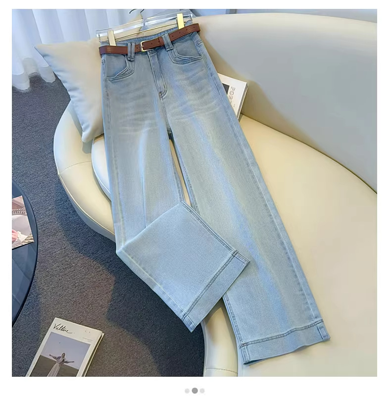 天丝夏季薄款高腰直筒阔腿裤牛仔裤女九分直筒裤子女宽松新款3301详情5