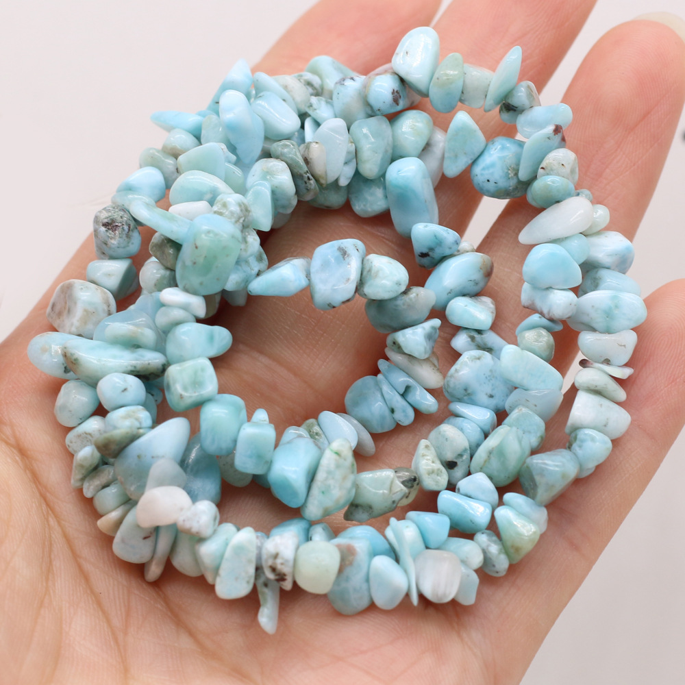 Natural crushed stone green Dongling blue pine raw stone beads with holes semi-finished DIY jewelry handcrafted accessories wholesale pic 11