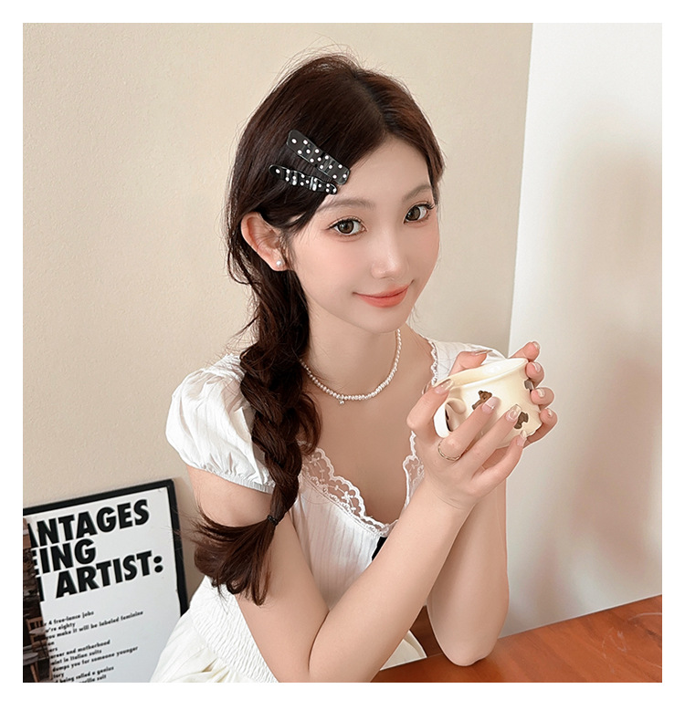 y2k color polka dot metal hair clip, female forehead fringe clip, sweet and cool Spice girl duckbill clip, hair clip headwear pic 5