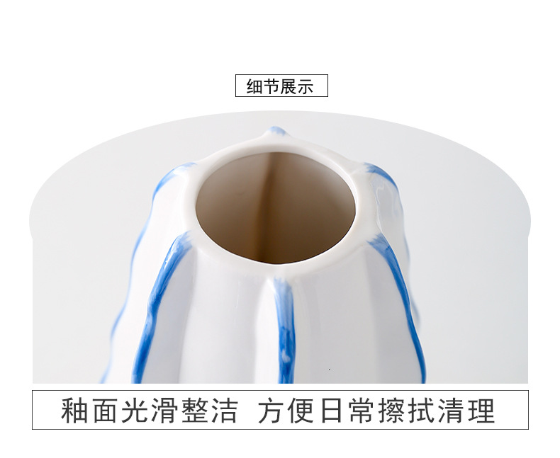 2025 Modern and simple white ceramic vase ornaments, creative hand-painted dried flower arrangement for the living room entrance, sample room soft decoration vase ornaments, vase home ornaments, porcelain vase handicrafts pic 14