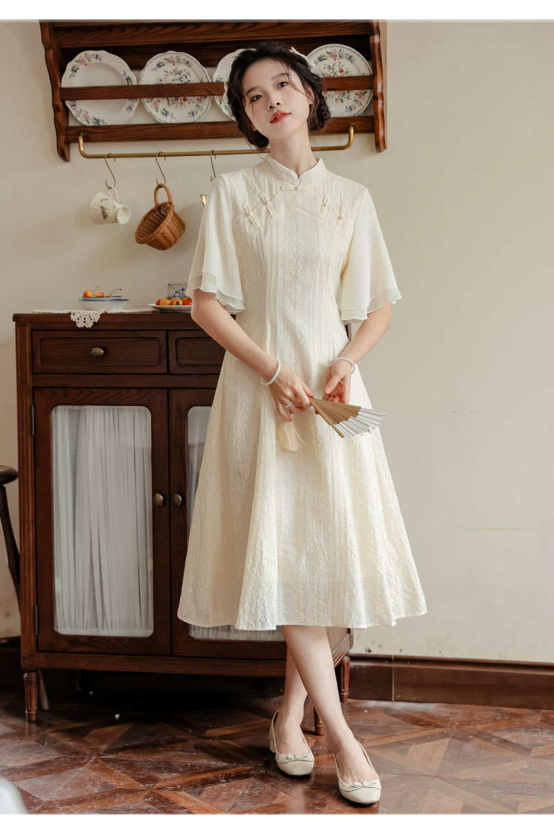A new Chinese-style modified retro Chinese style, gentle daily cheongsam with buttoned-up buttons, slimming dress pic 19