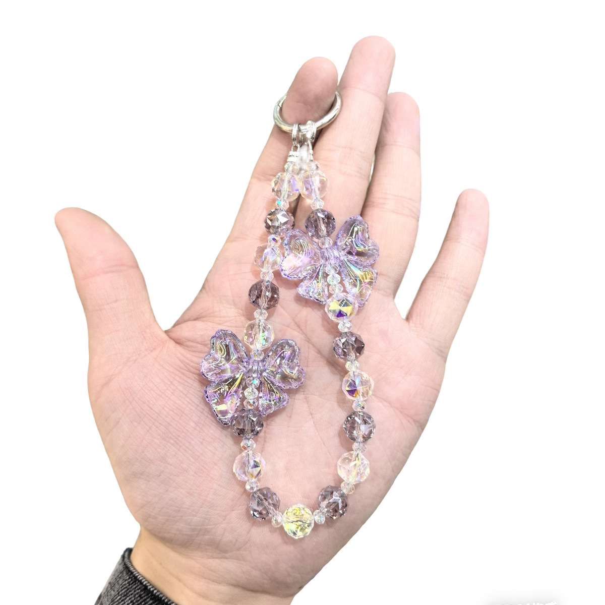 Exquisite handcrafted acrylic butterfly phone chain, crystal beaded pendant, fashionable pendant chain, keychain, bag pendant for women pic 3