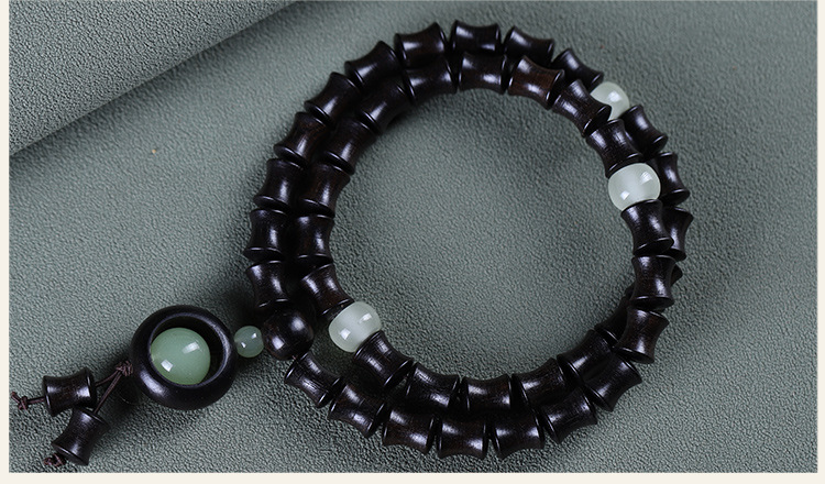 Original green sandalwood bracelet for women, forest style student finger winding soft cultural play Buddhist prayer beads, sandalwood bamboo joint single circle judge bracelet pic 12