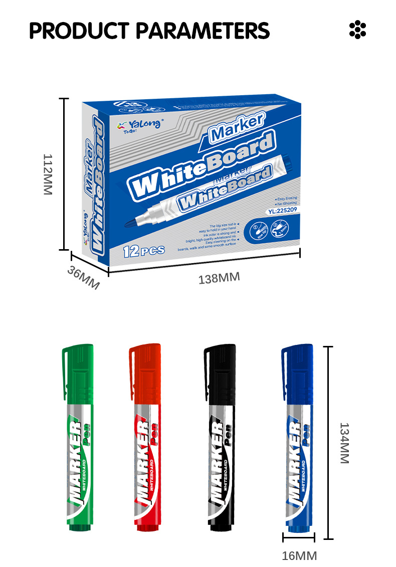 Yalong Cross-border Student Wholesale large-capacity marker pens, school office supplies, 4-color whiteboard pens pic 7