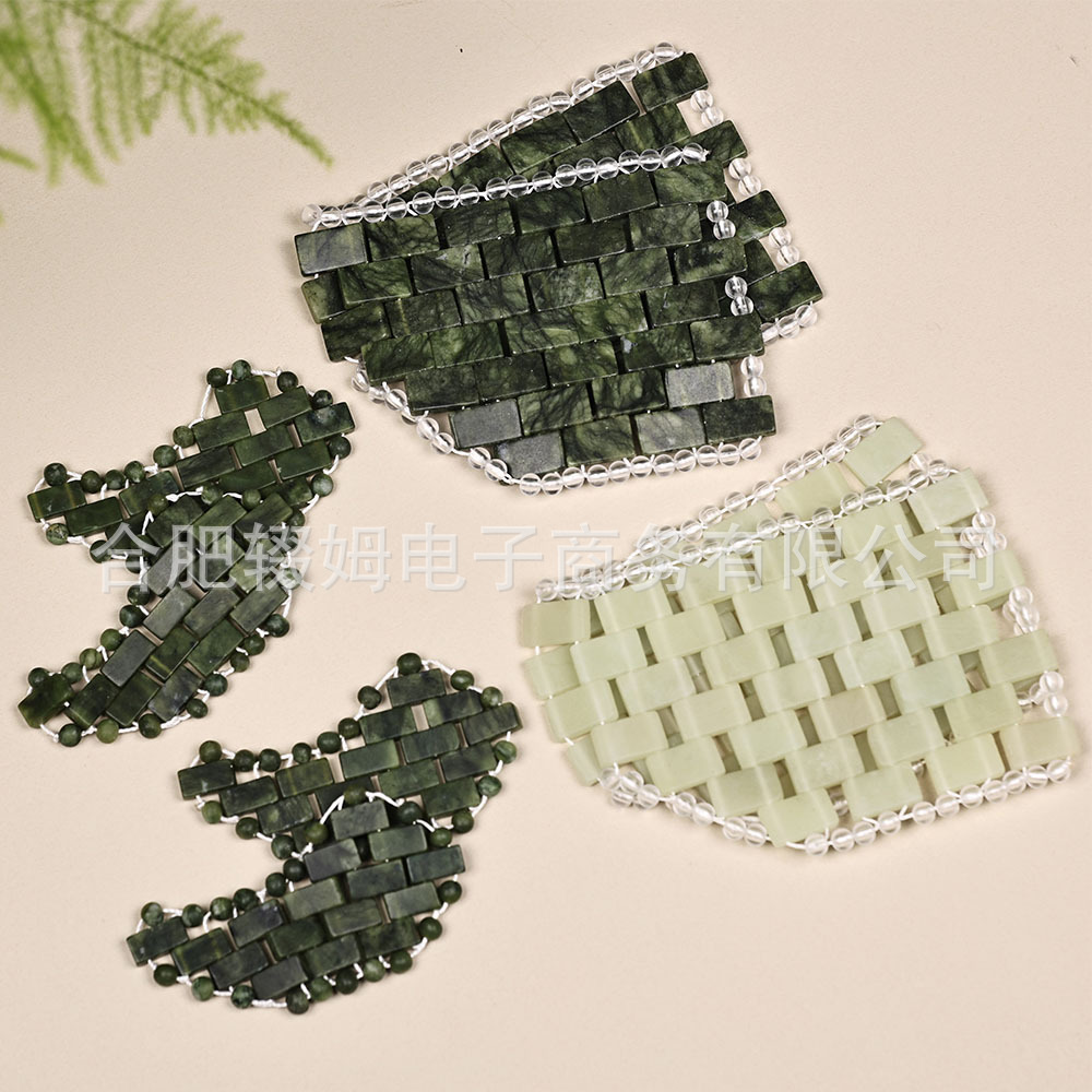 绿凤玉眼帘天然软枣绿玉手工编织美容SPA冰敷冰凉岫玉眼帘睡眠休息放松眼罩详情16