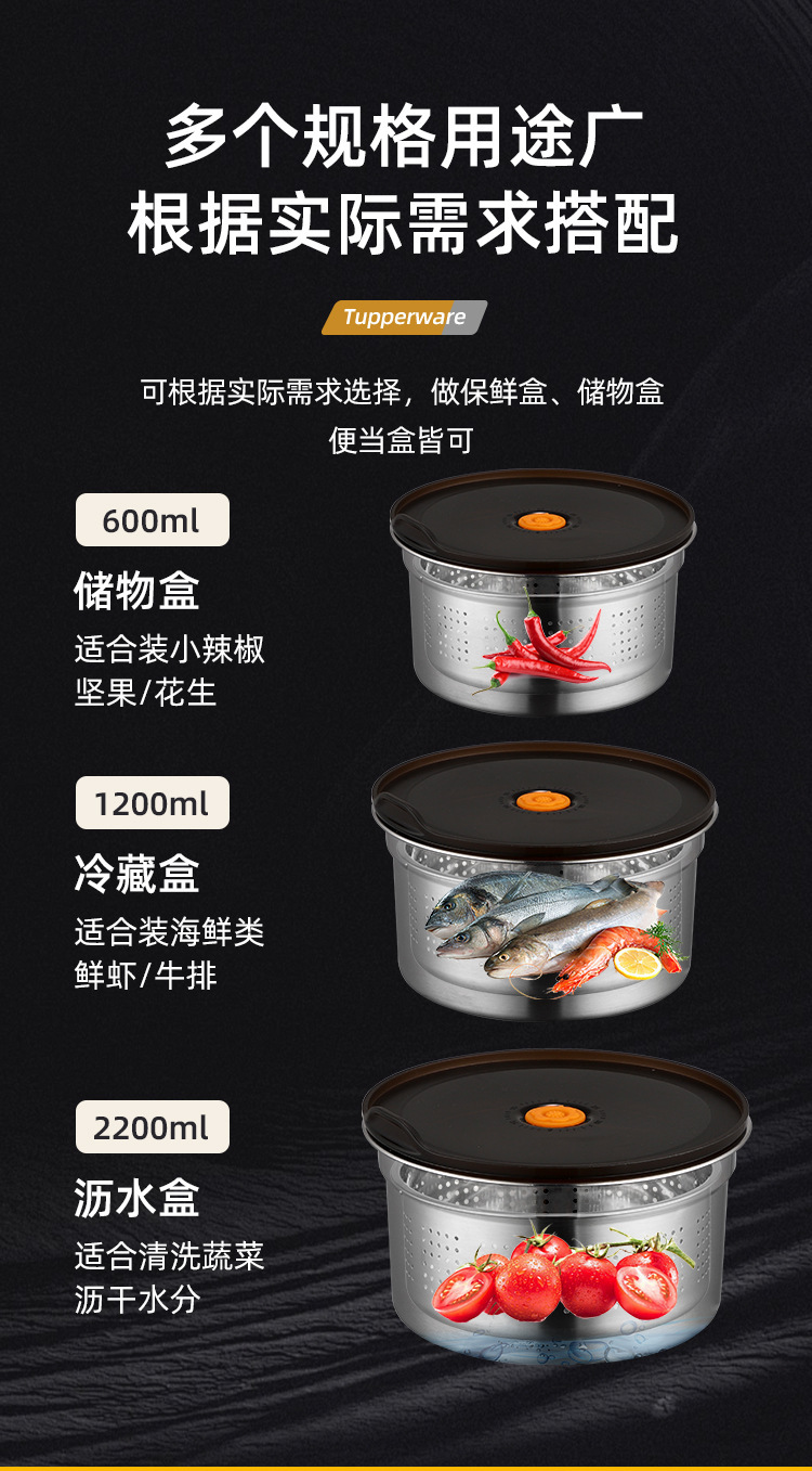 304 stainless steel fresh-keeping box, draining vegetable and fruit basket, outdoor sealed refrigerator with lid, food-grade freezer box pic 4