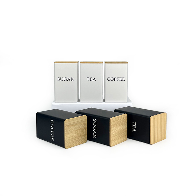 厨房用品竹盖方形铁盒coffeetea咖啡豆罐糖果茶叶包装现货茶叶罐详情10