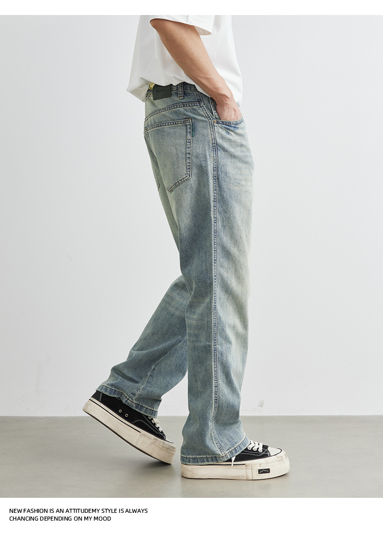 亦止男装阔腿牛仔裤男款夏季2025新款复古水洗宽松直筒休闲长裤子详情13