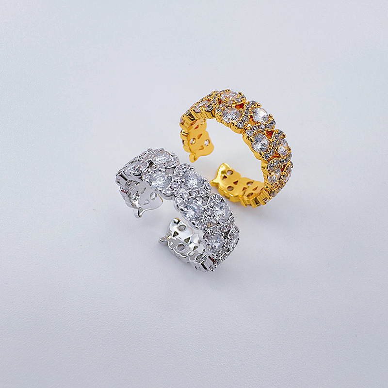 Niche diseño aperturas dedo índice anillo mujer minimalista personalidad anillo micro diamante zirconita martillo influencer en vivo accesorios pic 11