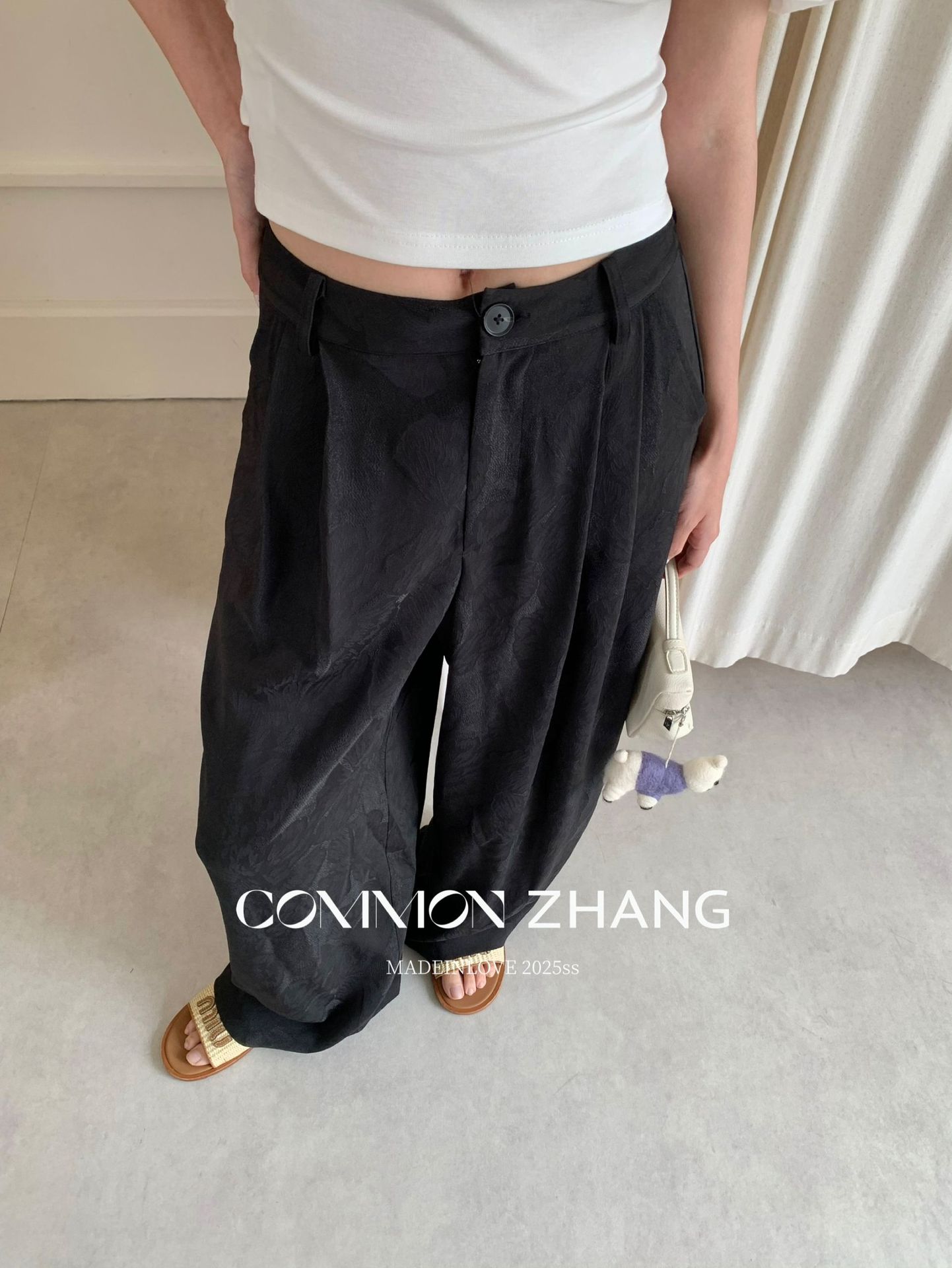 CZ ZHANG夏季韩版通勤时髦质感低腰阔腿垂感拖地百搭休闲裤B21335详情23