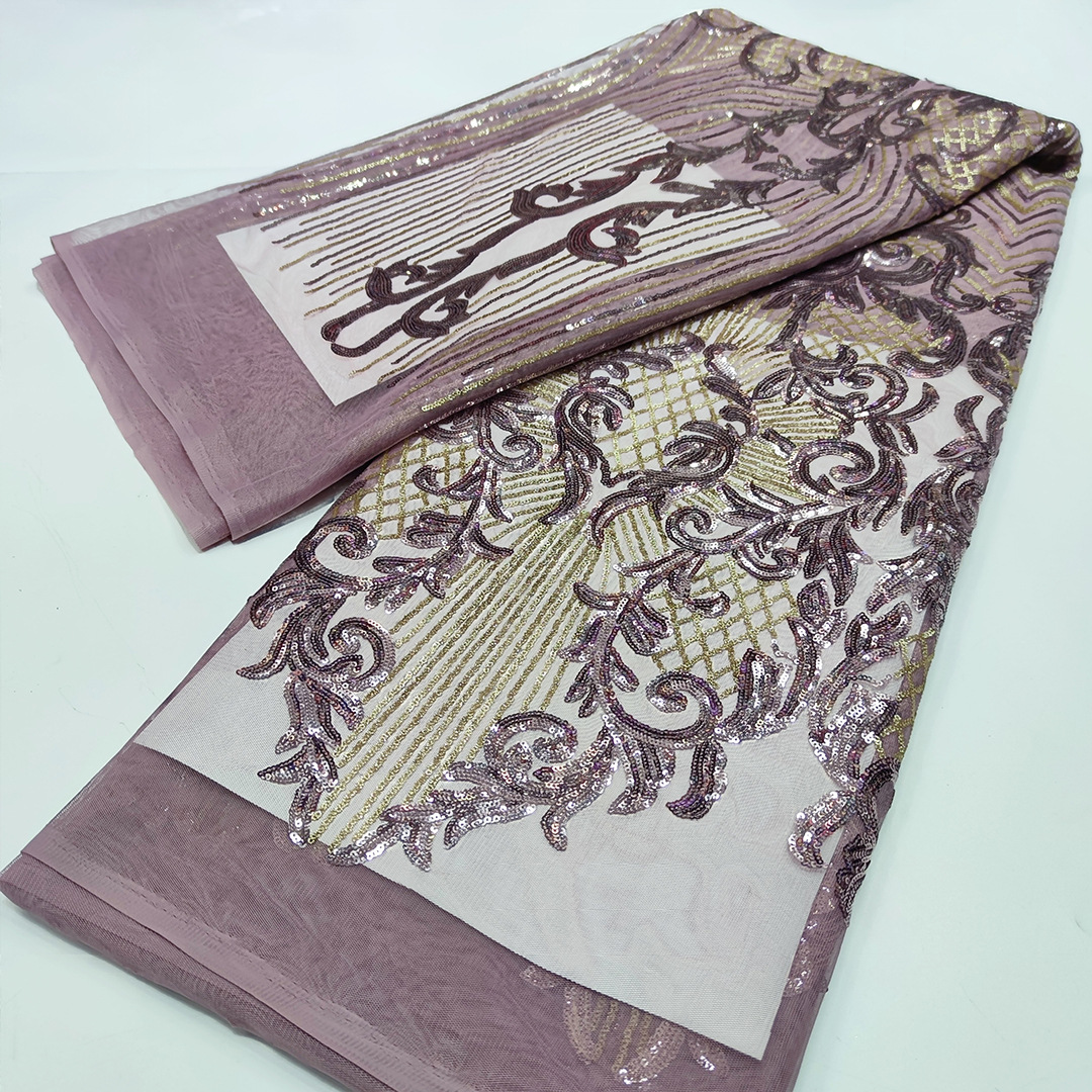 新款非洲亮片蕾丝花边网布面料派对礼服民族风服装辅料laceJX756详情55