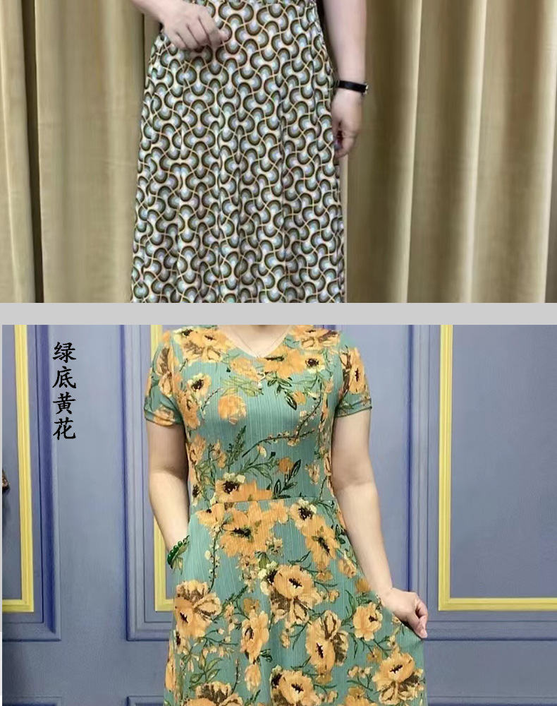 连衣裙夏季中老年妈妈50岁到60岁时尚宽松遮肚子显瘦大码中长裙子详情18
