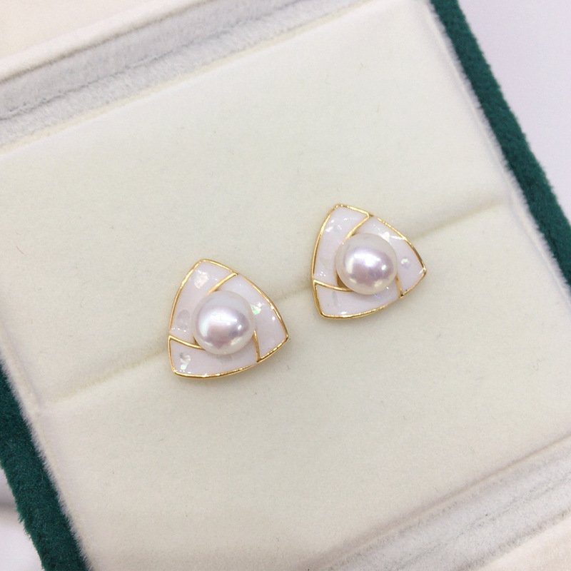 S925 plata esterlina aguja exquisita natural perla de agua dulce pendientes de moda pendientes de gota de aceite orejeras tendencia para mujeres pic 5