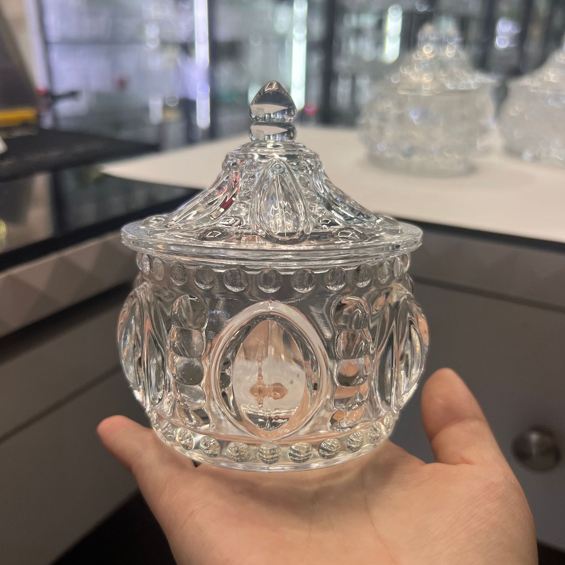 透明玻璃糖缸储物罐伴手礼装饰糖果罐茶叶罐欧式花边糖缸收纳摆件详情6