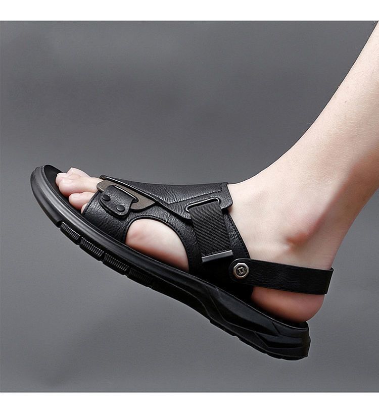 真皮牛皮凉鞋男真皮新款室外穿开车男士拖鞋男潮夏季沙滩鞋子男详情16