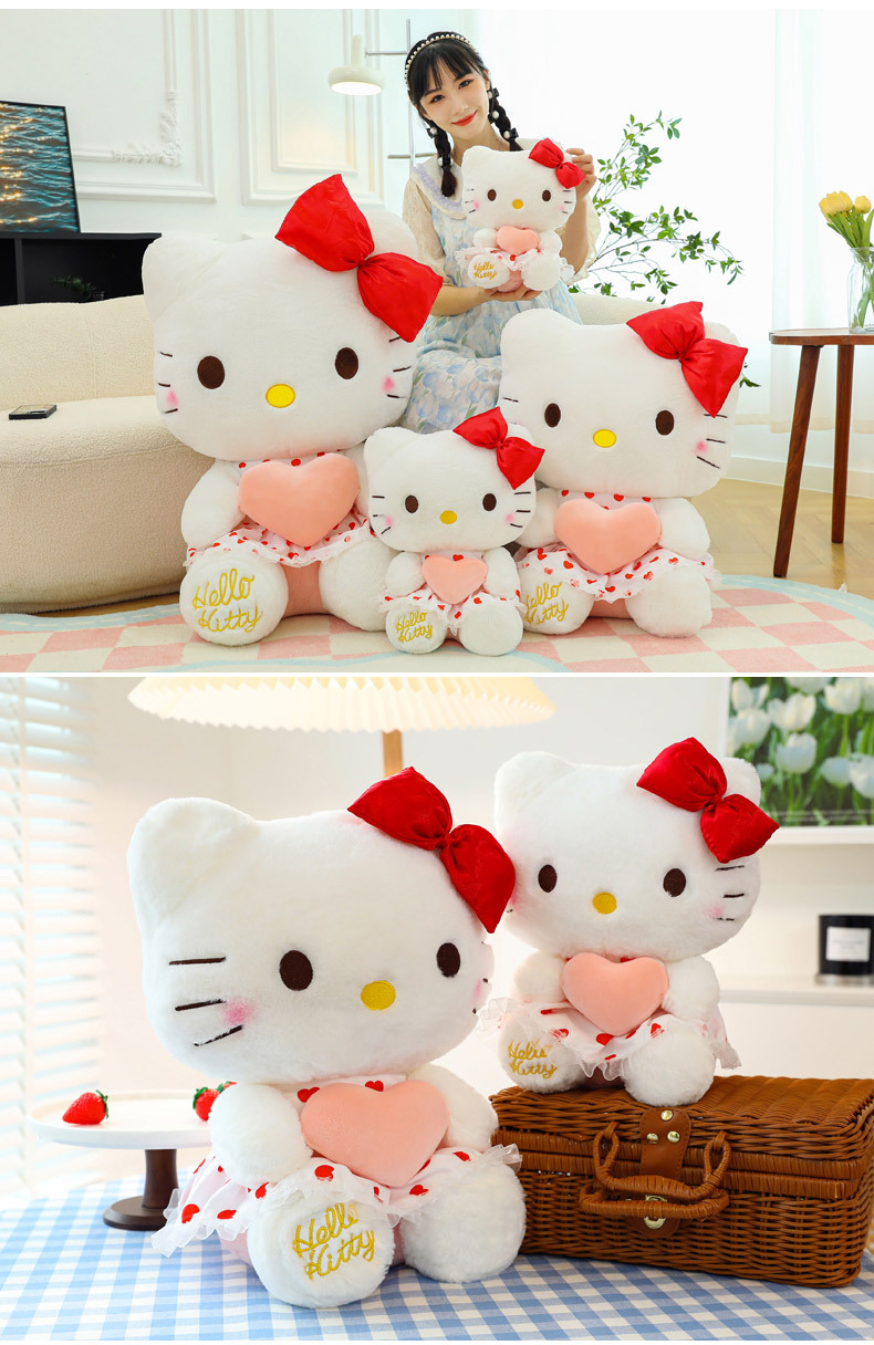 New heart-hugging KT cat doll, gauze dress, hellokitty plush toy, Hello Kitty birthday gift wholesale pic 16