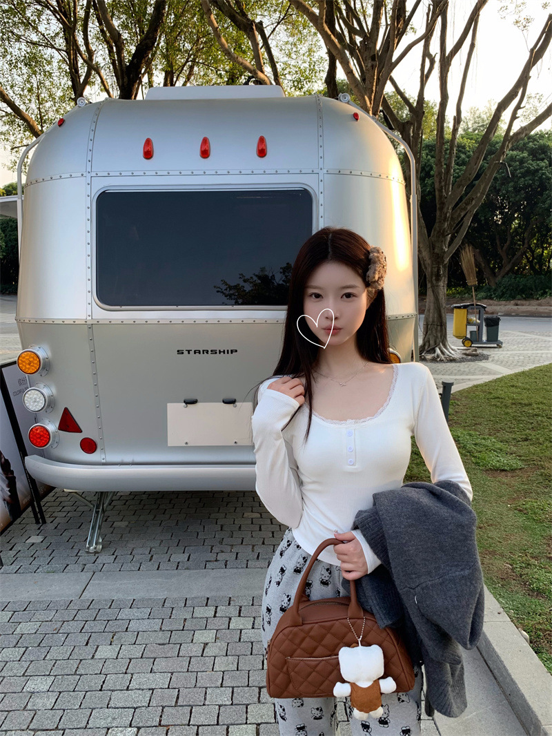 韩版磨毛加绒加厚方领锁骨打底衫女秋冬新款保暖修身内搭长袖上衣详情27