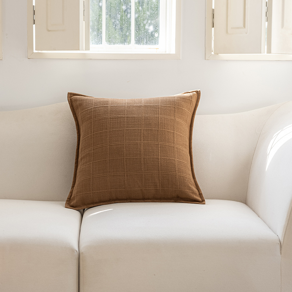Cross-border minimalist style autumn and winter solid color polyester double-sided jacquard checkered home cushion Headboard sofa pillowcase pic 24
