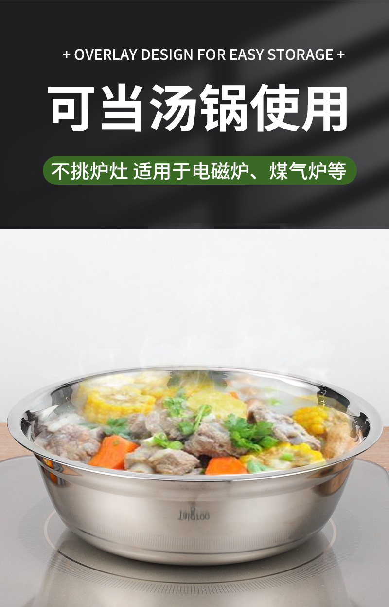 不锈钢加厚汤盆圆盘酒店家用洗菜盆多用汤盆食堂饭店菜蝶地摊货源详情7