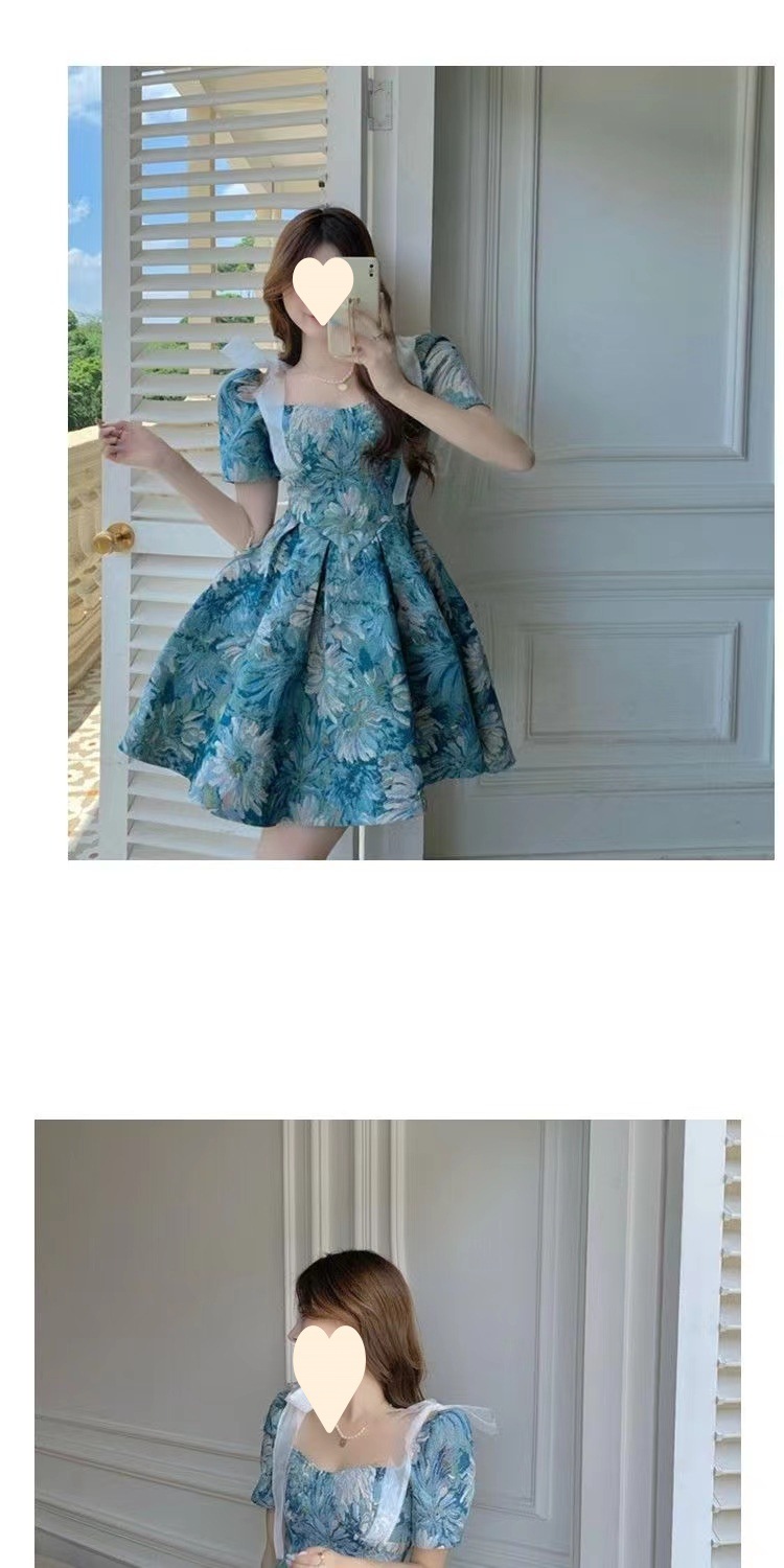 碎花连衣裙女夏法式气质收腰短裙小众蓬蓬裙设计感甜美泡泡袖裙子详情2