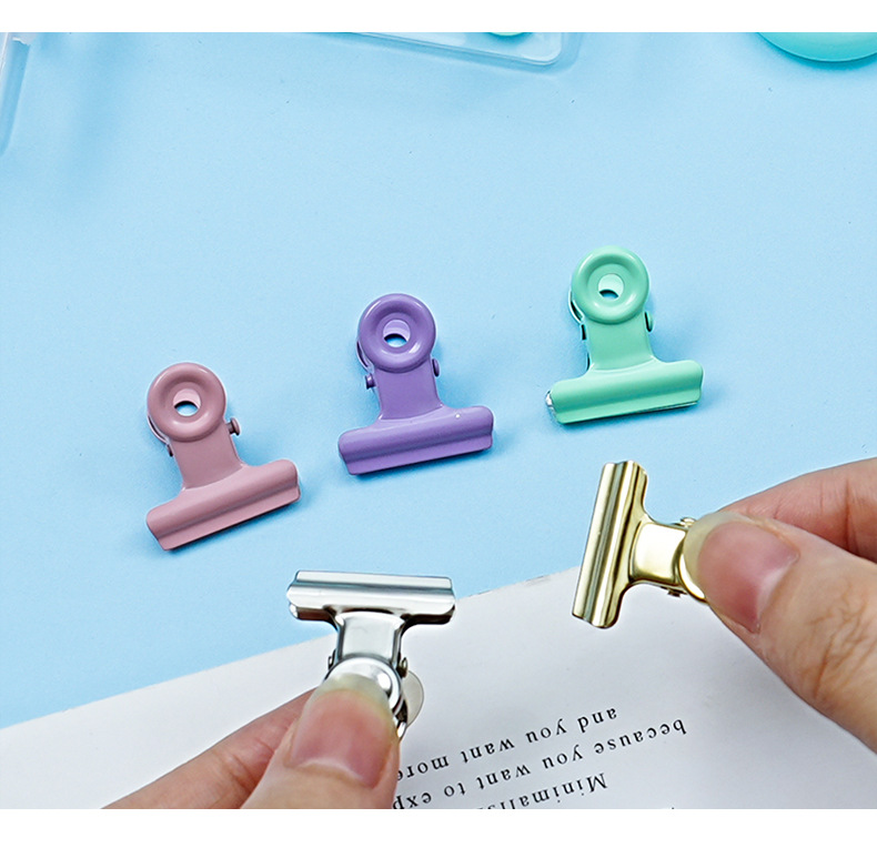 高颜值马卡龙色圆头夹彩色夹子夹试卷金属装订夹盒装小夹子夹文件详情7