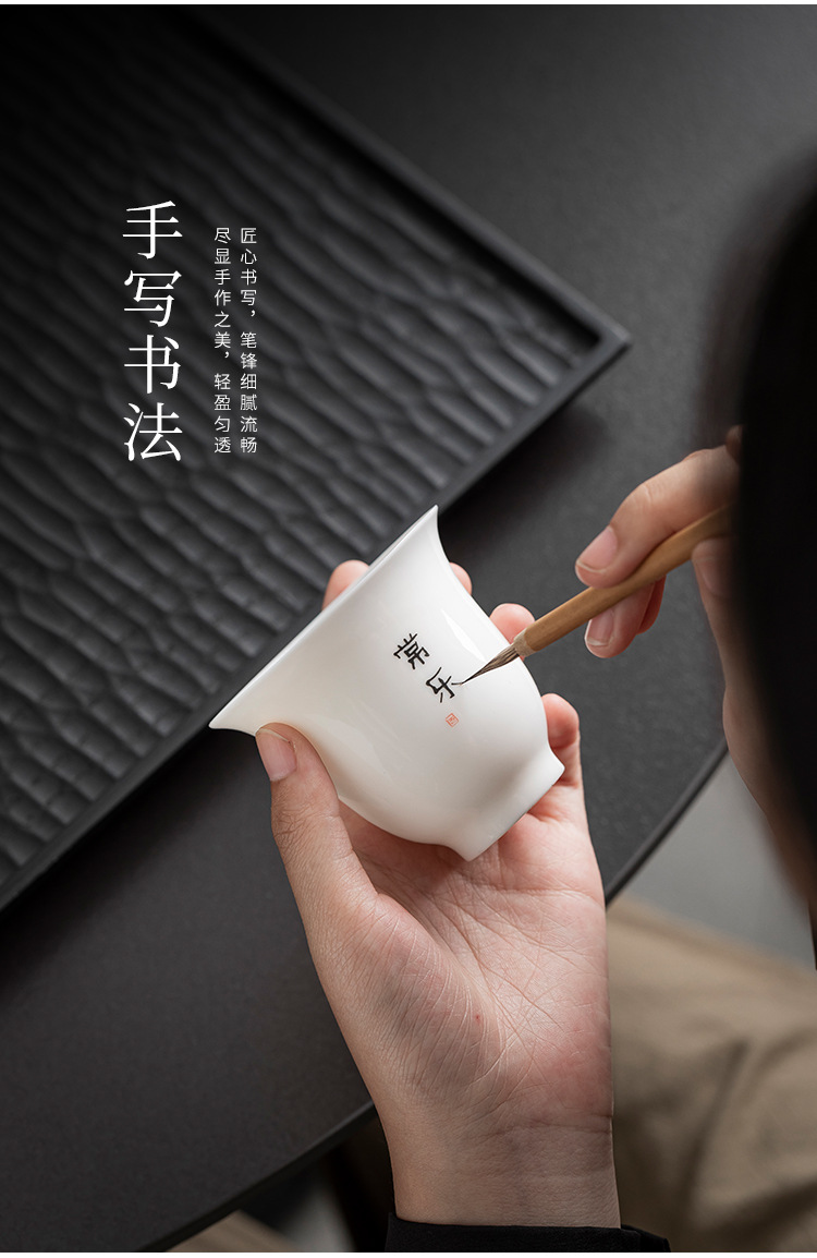 羊脂玉瓷品茗杯陶瓷茶杯茶具日式龙蛋杯功夫白瓷单杯主人杯喝茶碗详情29