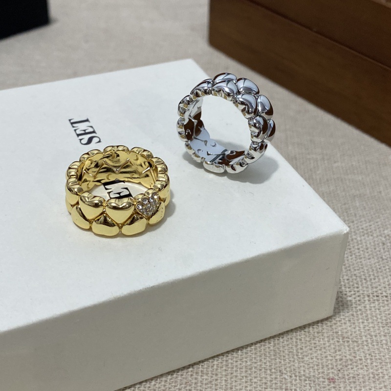 芳伶同款爱心戒指新中式中古镀18K金镶钻双层叠拼小众桃心指环女详情4