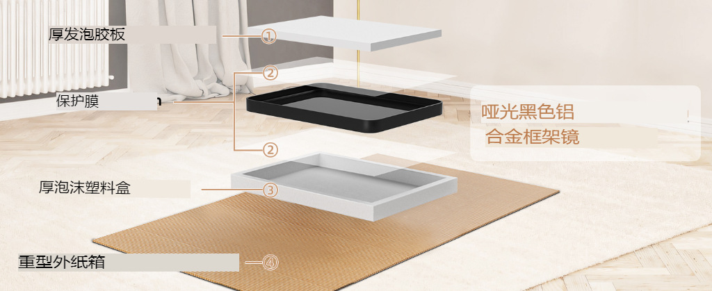 镜子洗手台梳妆镜壁挂式卫生间厕所贴墙自粘免打孔化妆洗脸玻璃镜详情9