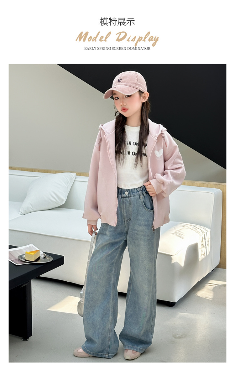 女童春秋款韩版休闲连帽卫衣外套中大童初中生洋气时尚儿童春装潮详情9