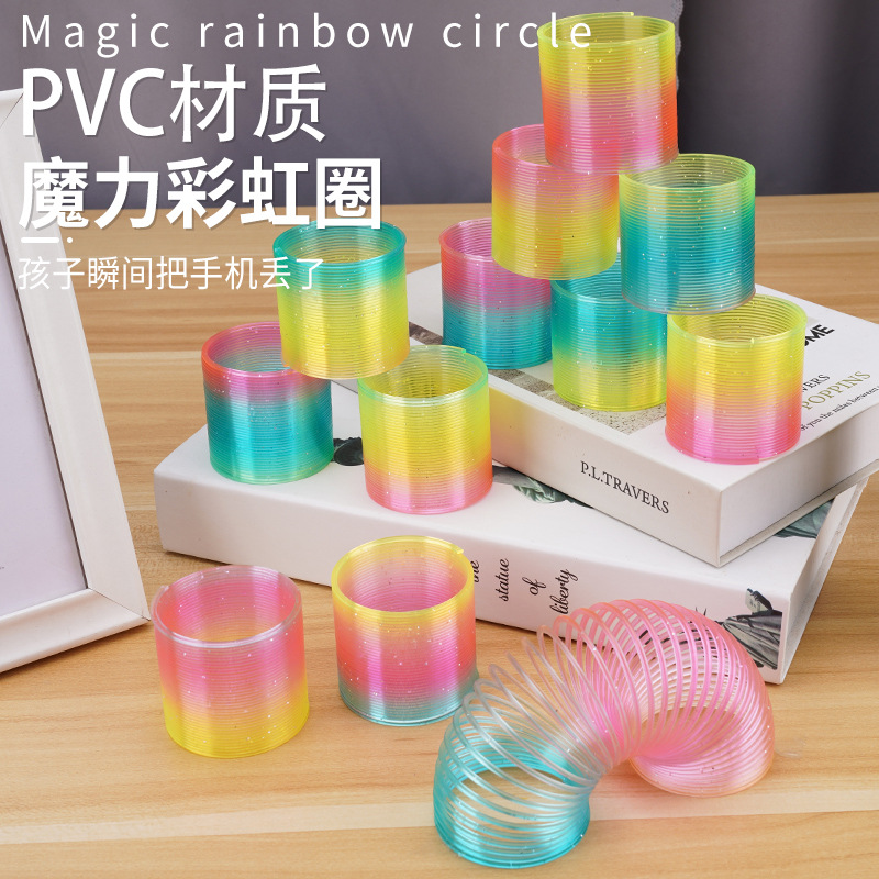 521A model small rainbow ring Spring ring Seven-color small magic hula hoop 5.2*5CM lantern plastic wholesale pic 11
