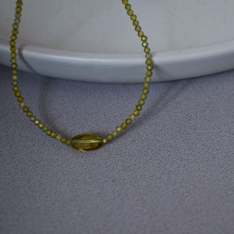 法式小众设计夏日清新橄榄绿色闪亮锆石串珠叠戴混搭简约弹力手链详情6