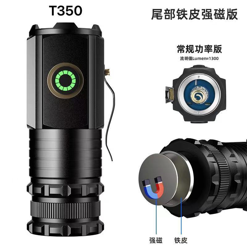 跨境抖音电商直播强光手电筒迷你便携充电多功能夹帽灯户外小手电详情4