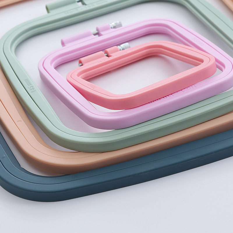 Embroidery machine accessories: Middle adjustable flower stand, round embroidery frame, embroidery stretch, candy-colored ABS plastic square embroidery ring pic 20
