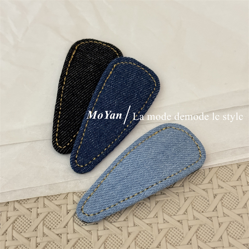 复古简约牛仔蓝高级感新款发夹碎发发卡刘海BB夹气质百搭侧边夹子详情8