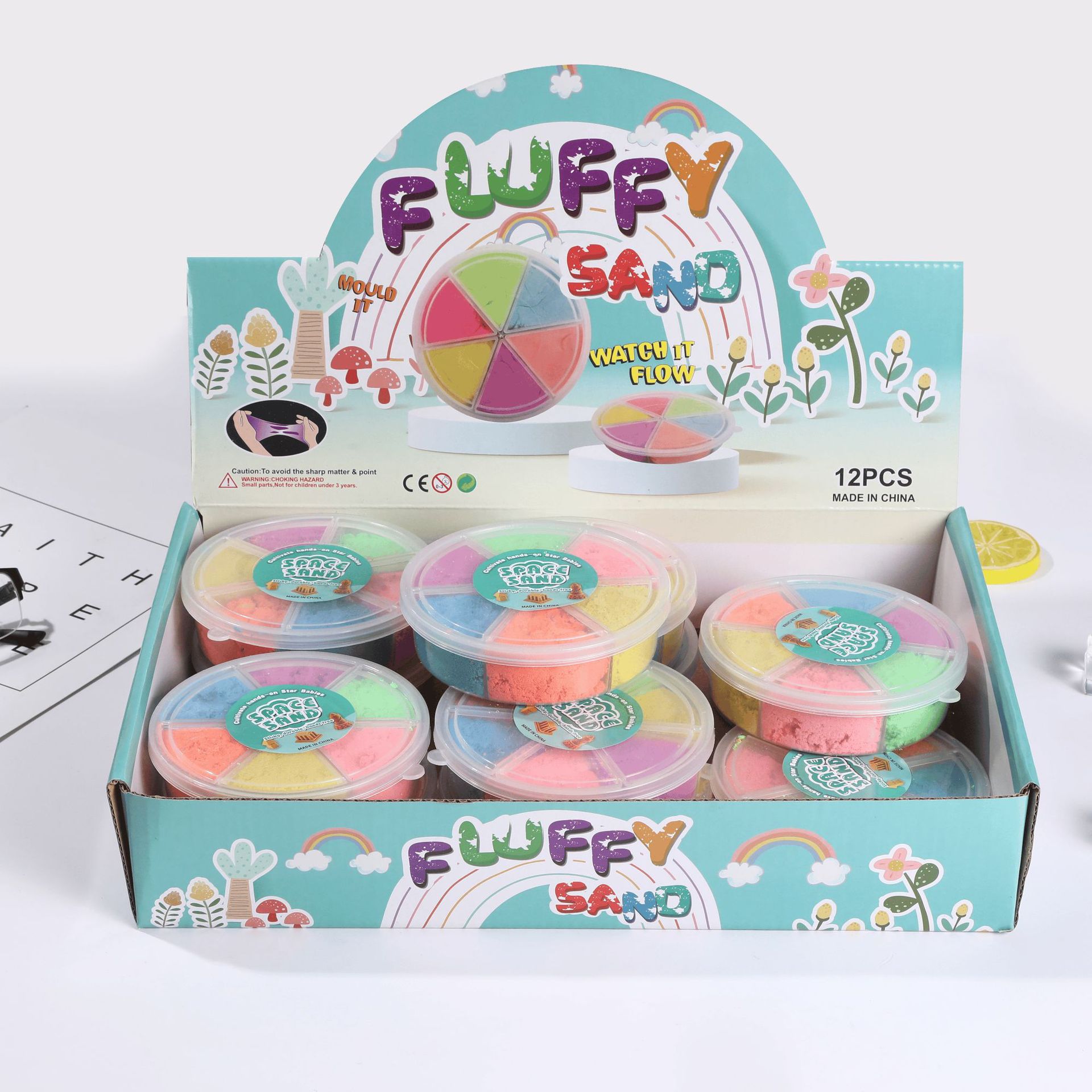 跨境儿童太空沙玩具组合圆6色杯太空沙四季雪灵动毛毛虫组合套装详情2