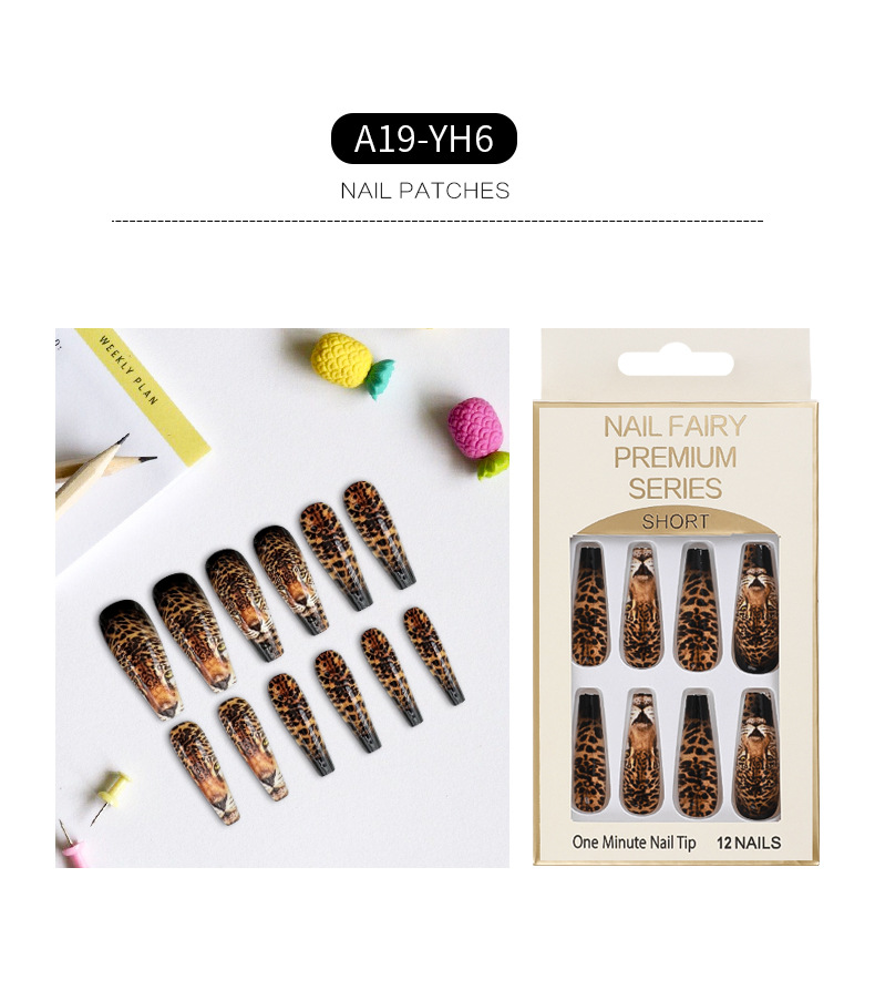 Wholesale of new European and American fake nail nail pads, animal leopard print printed ballet nails, wearable nail pads pic 7