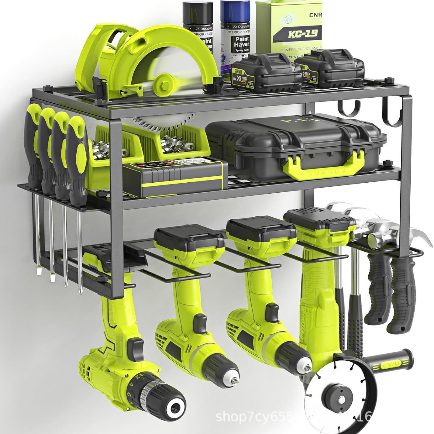 The Amazon 2-layer four-slot wall-mounted metal electric drill tool rack is suitable for storage in workshops and garages pic 2