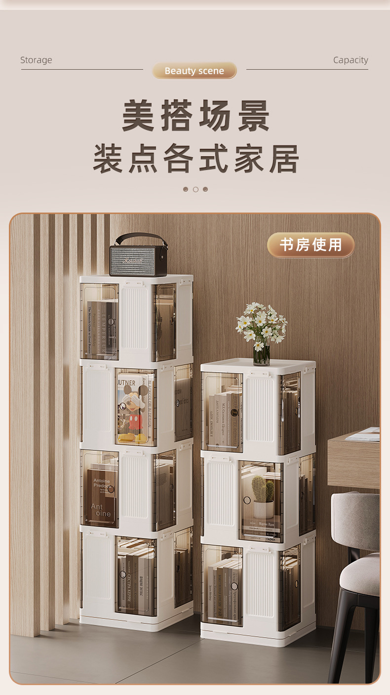 Rotating bookcase, simple multi-layer floor-standing snack storage rack, home storage cabinet, bookcase, no need to install storage racks pic 12