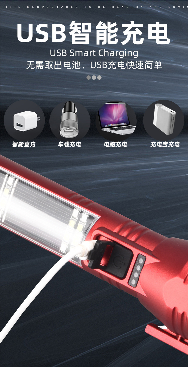 Cross-border new outdoor multi-functional cob camping lamp, auto repair work light, strong light safety hammer, magnetic flashlight pic 15