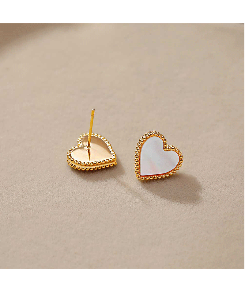 Hyacinth Lace heart-shaped stud earrings, natural white mother-of-pearl earrings, 2026 live-streaming bestsellers, light luxury, high-end and elegant earrings pic 10