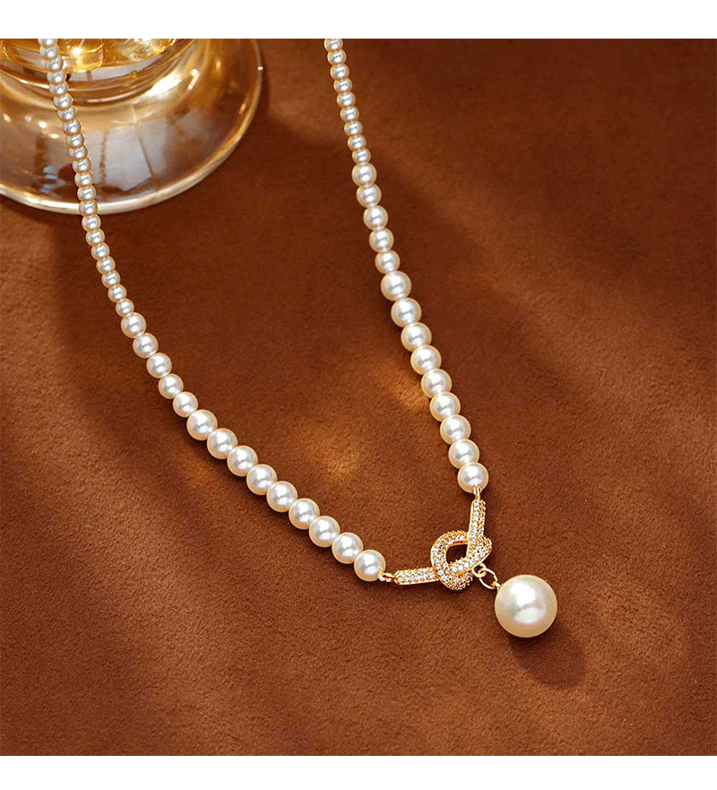 Hyacinth shijiazheng round collar de perlas de vidrio alto sentido luz lujo moda delicada temperamento clavícula cadena colgante gargantilla accesorios pic 9