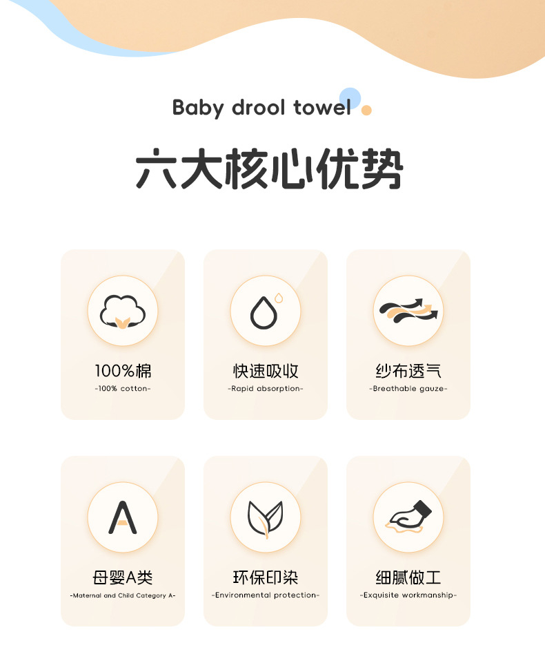 ins爆款婴儿a类纯棉彩边花瓣口水巾宝宝围嘴儿童印花围兜母婴用品详情11